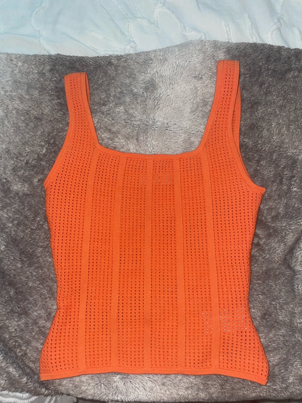 Babaton Bright Orange Knit Square-Neck Tank